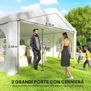 Tendone da Giardino Gazebo per Feste 992x497x290 cm con 10 Pareti Laterali Rimovibili in PE e Metallo Galvanizzato Bianco      