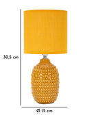 Lampada da Comodino Points Ocra Ø15x30,5 cm in Ceramica e Ferro e Tessuto Senape      