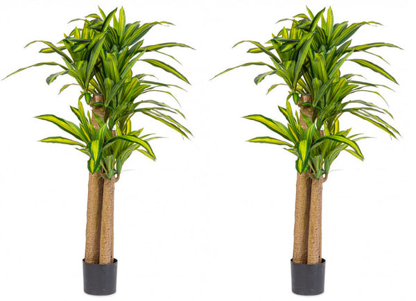 Set 2 Piante Artificiali Dracaena Ø110x150 cm in Plastica con Vasi Verde online