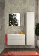 Mobile da Bagno Sospeso con Lavabo 80 cm e Specchio Urano Light Bianco Frassino      