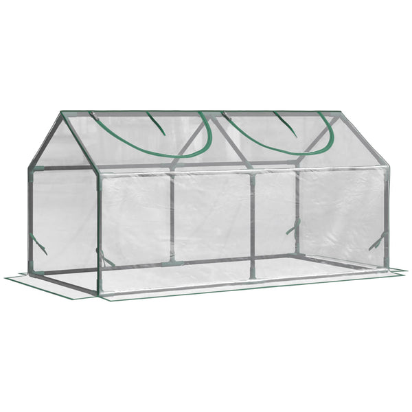 Mini Serra da Giardino con 2 Finestre 119x60x60 cm Copertura PVC Anti-UV Trasparente sconto