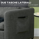 Poltroncina Moderna 73x73x80 cm in Tessuto Effetto Lino Grigio