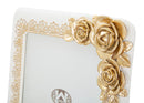 Cornice Rose Twat 21x2x26 cm in Poliresina e Vetro Crema e Oro