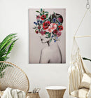 Stampa Dipinta Lady Flower 1 80x2,8x120 cm in Legno e Tessuto