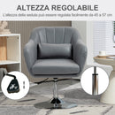 Poltrona Girevole con Cuscino Lombare 60x60x79-91 cm in Tessuto Tecnico Grigio  