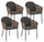 Set 4 Sedie 63x63x79,5h cm con Braccioli e Cuscini Maribela Antracite