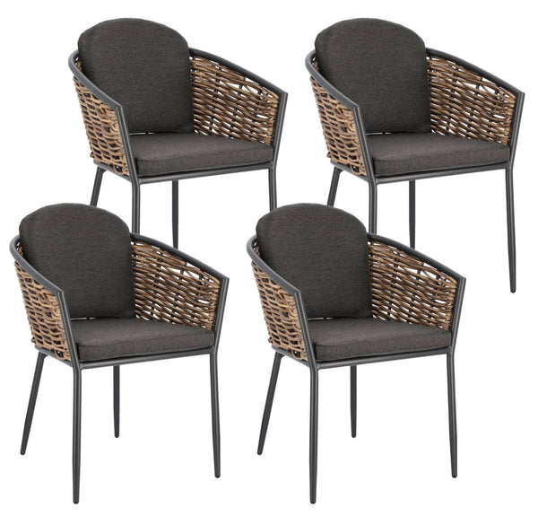 Set 4 Sedie 63x63x79,5h cm con Braccioli e Cuscini Maribela Antracite sconto