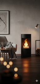 Camino a Bioetanolo da Pavimento Ø45x95 cm Karlsen Cortina Nero