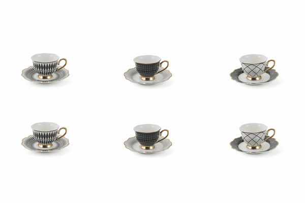 prezzo Set 6 Tazzine da Caffè con Piattini Villa d'Este Home Tivoli Wonderland Nero