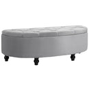 Panca Contenitore Fondoletto a Semicerchio 120x46x42 cm in Velluto e Legno Grigio Chiaro  