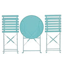 Set Tavolino e 2 Sedie Pieghevoli da Giardino in Acciaio Dalia Blu