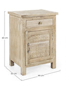 Comodino 1 Anta 1 Cassetto con Vetrora in Legno