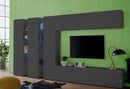 Parete Attrezzata Soggiorno 340x30x180 cm Maruska n°5 Grigio Antracite Opaco 