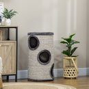 Cuccia per Gatti a 3 Livelli Ø38x70cm con Tiragraffi in Sisal e Peluche Grigio      