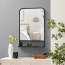Specchio Rettangolare a Parete 50x10,2x70 cm con Ripiano Inferiore in Metallo Nero e Vetro