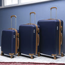 Set 3 Valigie Rigide con Ruote Easy Roll Trolley Bagaglio da Viaggio Blu e Marrone      