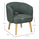 Poltrona Moderna a Botte Gambe in Legno in Tessuto Imbottito Verde Scuro   