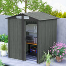 Casetta da Giardino Porta Attrezzi 152x132x188 cm con Tetto Inclinato e 4 Prese d'Aria in Acciaio Grigio      