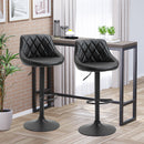 Set 2 Sgabelli da Bar 46,5x48x84,5-106,5 cm in Similpelle Nero