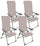 Set 4 Sedie a Sdraio Reclinabili Pieghevoli 59x64x108 cm in Alluminio e Textilene Tortora