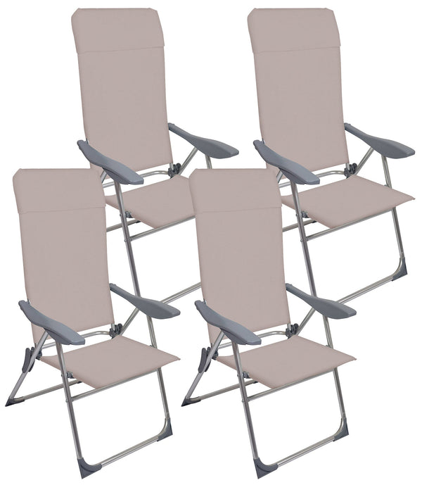 acquista Set 4 Sedie a Sdraio Reclinabili Pieghevoli 59x64x108 cm in Alluminio e Textilene Tortora