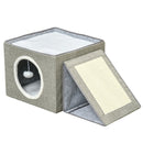 Cuccia per Gatti Pieghevole 73x42x34 cm in MDF e Sisal Grigio e Bianco