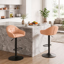 Set 2 Sgabelli da Bar Regolabili 49,5x48,5x86-108 cm con Schienale e Poggiapiedi in Pelle PU Marrone      