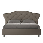 Letto Matrimoniale con Testata Imbottito in Similpelle Langre Cappuccino Varie Misure