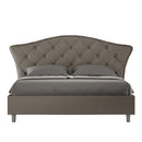 Letto Matrimoniale con Testata Imbottito in Similpelle Langre Cappuccino Varie Misure