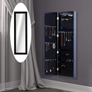 Armadio Portagioielli da Parete con Specchio in Legno MDF Nero 37x9.5x121 cm 