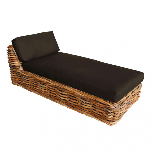 sconto Chaise Longue Polinesia con Cuscini 75x87x170 cm in Rattan Marrone