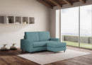 Divano 2 Posti con Pouf 148x155x85 cm Sakar in Tessuto Petrolio