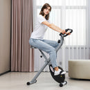 Cyclette Pieghevole Magnetica a 8 Livelli con Display LCD con Rotelle Grigio e Nero   