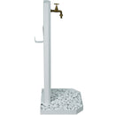 Fontana da Giardino con Rubinetto in Ottone e Base con Ciottoli 40x40x100 cm in Acciaio Bianco