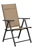 Set 2 Sedie Pieghevoli da Giardino 57x67x107 cm in Metallo e Textilene Taupe