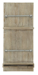 Porta Bottiglie-Bicchieri Tube Verticale 34x12x76 cm MDF e in Ferro Naturale e Argento