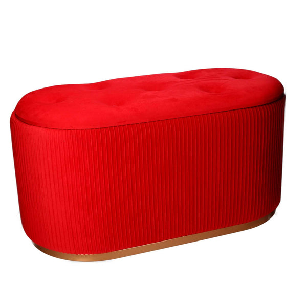 Pouf Contenitore 82x42xh41 cm in Tessuto Velluto Rosso sconto
