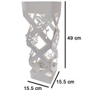 Portaombrelli da Ingresso Design Floreale Quadrato 15,5x15,5x49 cm in Ferro Bianco 