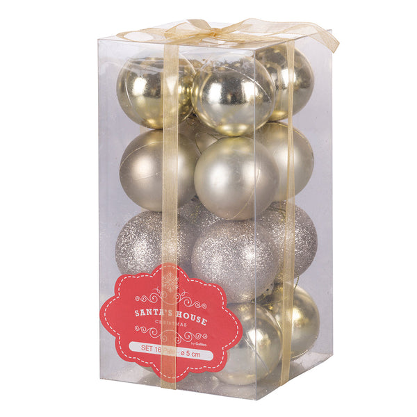 prezzo Set 16 Palle di Natale Ø5 cm in Plastica Champagne