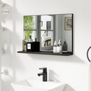 Specchio Bagno da Parete 60x12x40 cm con Mensola in Truciolato Nero   