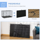 Trasportino in Acciaio per Animali Pieghevole Nero 122x77x82 cm 
