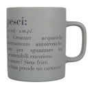 Tazza Zodiaco "pesci" Ø8x10 cm in Bone China VdE Tivoli 1996 Grigio Chiaro