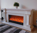 Camino Elettrico da Pavimento 70x150x33 cm Effetto Fiamma 1500W Frankfurt small Bianco