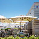 Ombrellone da Giardino Quadrato 3,5x3,5m Palo in Legno Ecrù