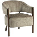 Poltrona da Camera 71x63,5x78,5 cm con Struttura e Gambe in Legno Massello Rivestita in Ciniglia Marrone Chiaro      
