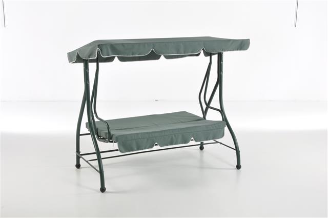 Dondolo da Giardino 3 Posti Reclinabile in Ferro e Poliestere Taddei Lido Verde