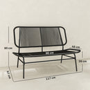 Divano da Esterno 117x67x80 cm Loveseat 2 Posti con Seduta e Schienale Intrecciato in Rattan PE e Acciaio Nero      
