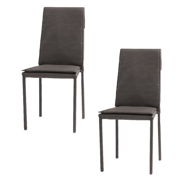 Set 2 sedie Imbottite 45x59x95 cm In Tessuto Effetto Pelle Vincent Moka Bufalo acquista