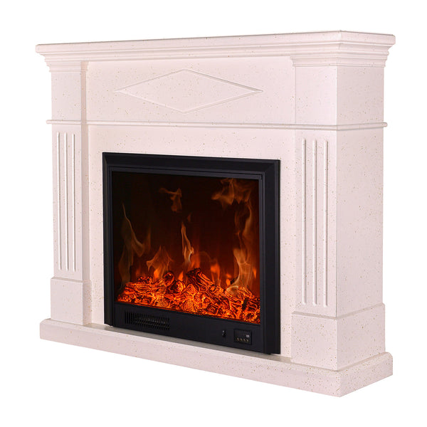 prezzo Camino Elettrico da Pavimento 110x130x33 cm Effetto Fiamma 1500W Atena Panna