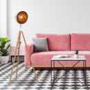 Lampada da Terra Tripode in Legno con Paralume in Metallo 70x70x170 cm E27 